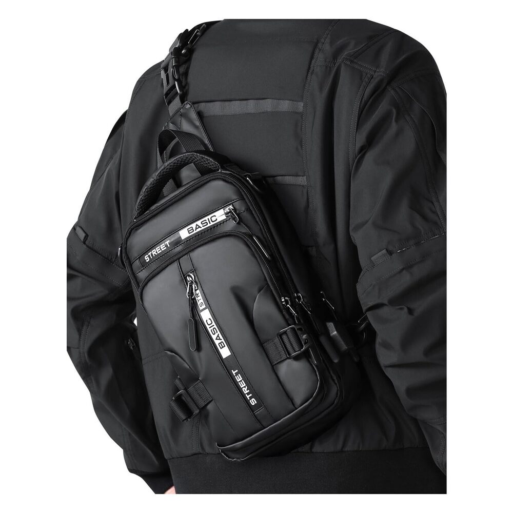 6788 Large Black Sling Bag , Shoulder Messenger Bag , Anti Theft One Strap